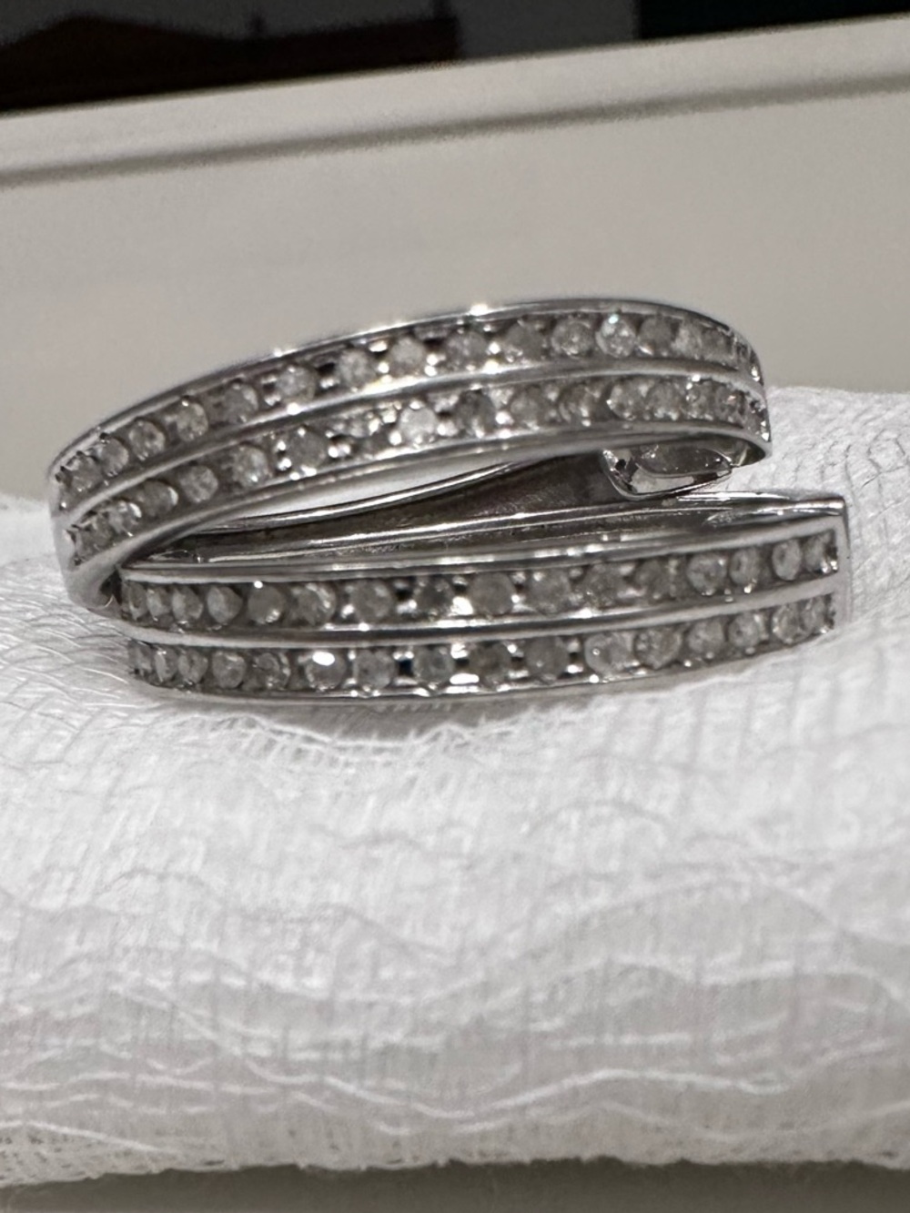 STERLING AND "DIAMOND" HOOP EARRINGS